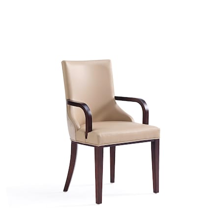 Manhattan Comfort Shubert Faux Leather and Velvet Dining Armchair in Tan DC055AR-TN